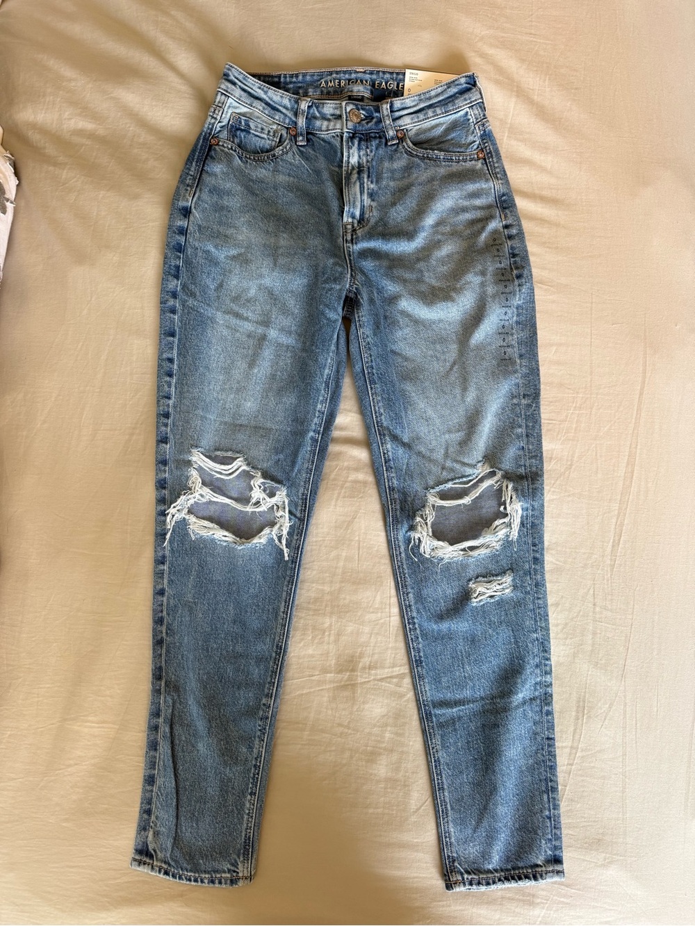 American Eagle Outfitters Women’s Strigid Distressed Mom Jeans